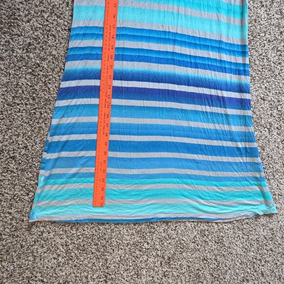 Wet Seal Maxi Skirt Size Large Stretchy Blue Gray Stripes Beachy Resort Boho - Picture 3 of 6